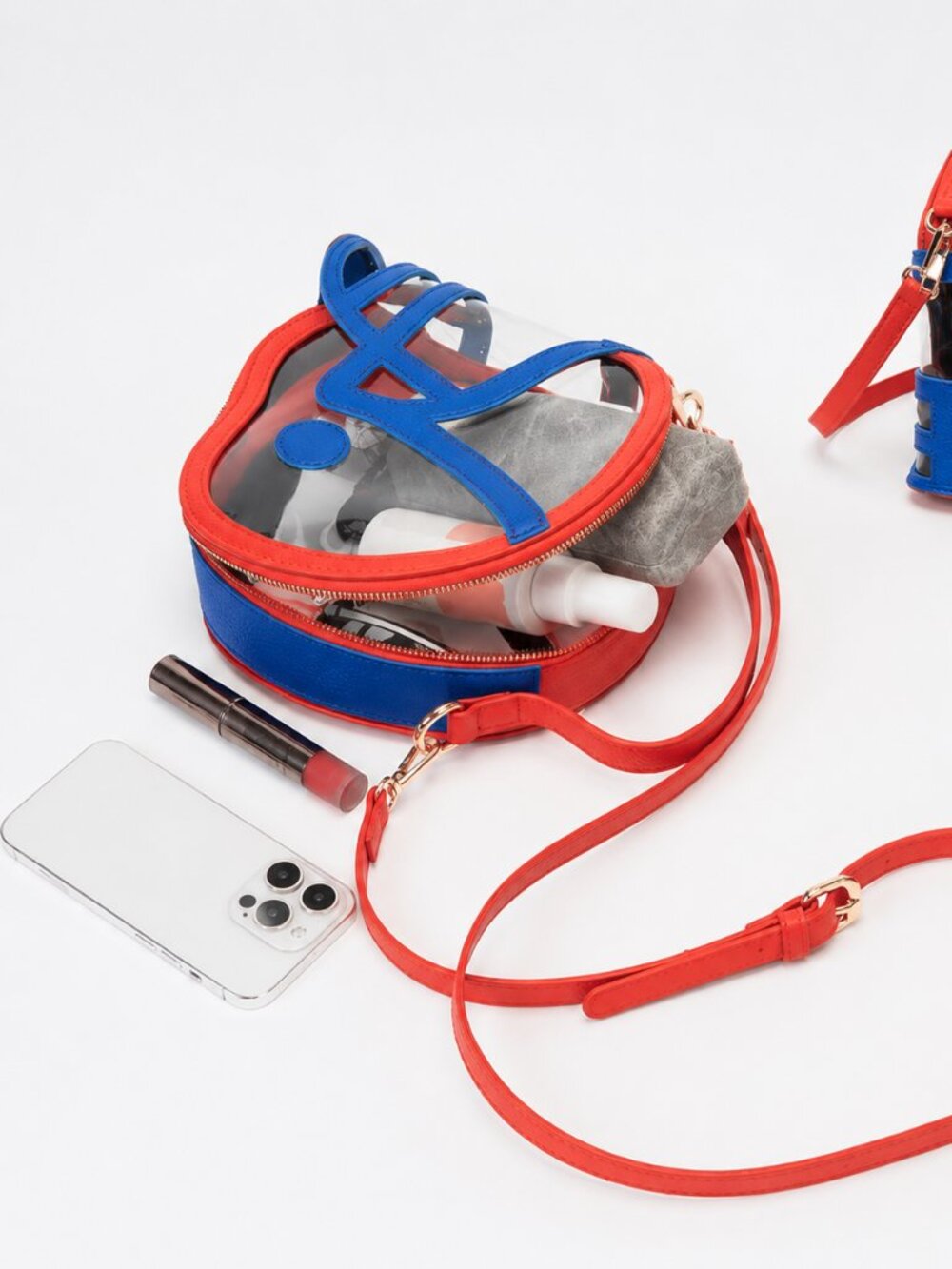 Football Helmet Style Crossbody Stadium Bag Blue & Red Team Colors College Pro - Picture 3 of 5